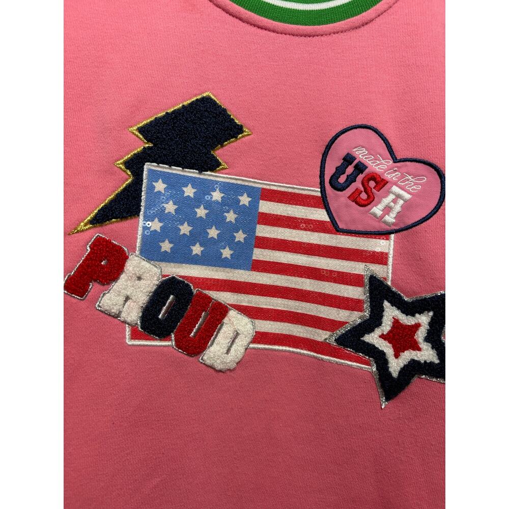 Simply Southern Pink Green USA Flag Roll Graphic Crewneck Sweatshirt Women S - Picture 2 of 4